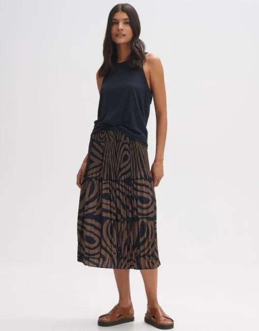 OPUS Plisseerock RIBANE DESERT A-Linie Print braun S14 2455912282100
