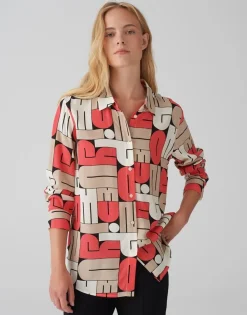 OPUS Printbluse FUMIRA Viskose rot S15 10348912719306