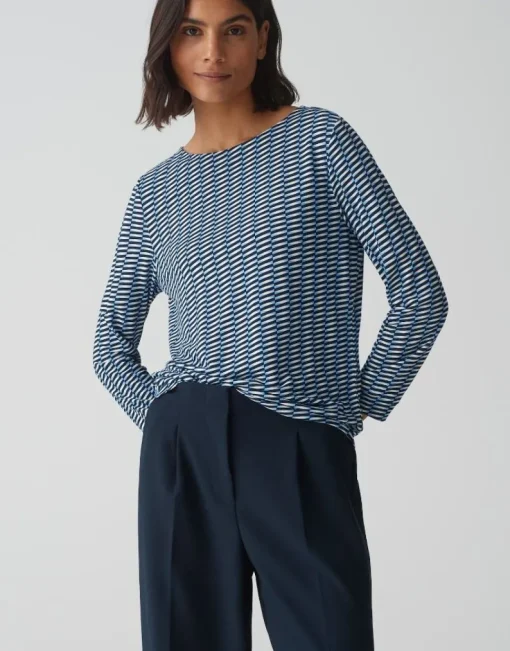 OPUS Printshirt SUSTA braun/blau S15 10373412903323