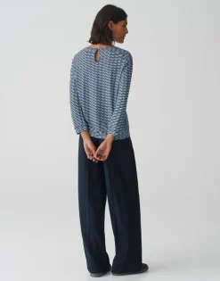 OPUS Printshirt SUSTA braun/blau S15 10373412903323