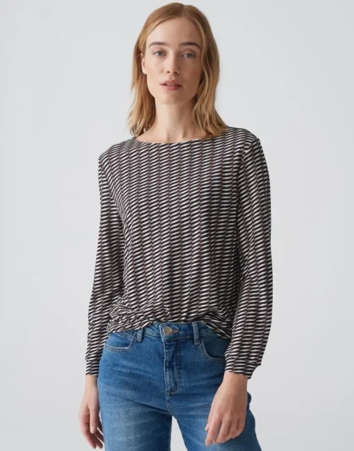 OPUS Printshirt SUSTA braun/blau S15 10373412903323