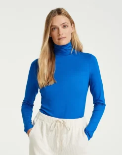 OPUS Sariette Rollkragenshirt blau und milk S22 10111810862100