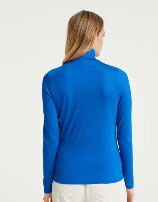OPUS Sariette Rollkragenshirt blau und milk S22 10111810862100