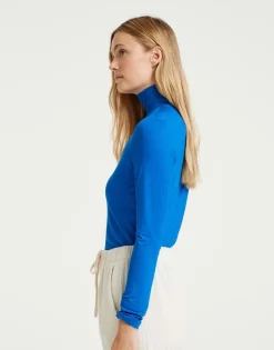 OPUS Sariette Rollkragenshirt blau und milk S22 10111810862100