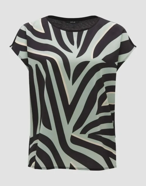 OPUS Shirt SEVELA PRINT Regular Material Mix grün S14 10290212312258