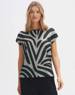 OPUS Shirt SEVELA PRINT Regular Material Mix grün S14 10290212312258