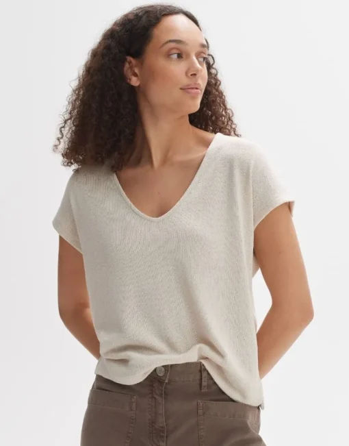 OPUS Shirt SIRUKUS Boxy Fit  Feinstrick Optik beige S14 10288212205100