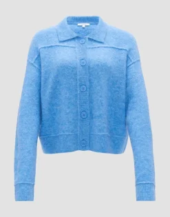 OPUS Strickjacke DANEKE Knopfleiste Mohair blau S15 10350912559100