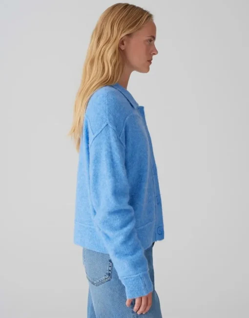 OPUS Strickjacke DANEKE Knopfleiste Mohair blau S15 10350912559100
