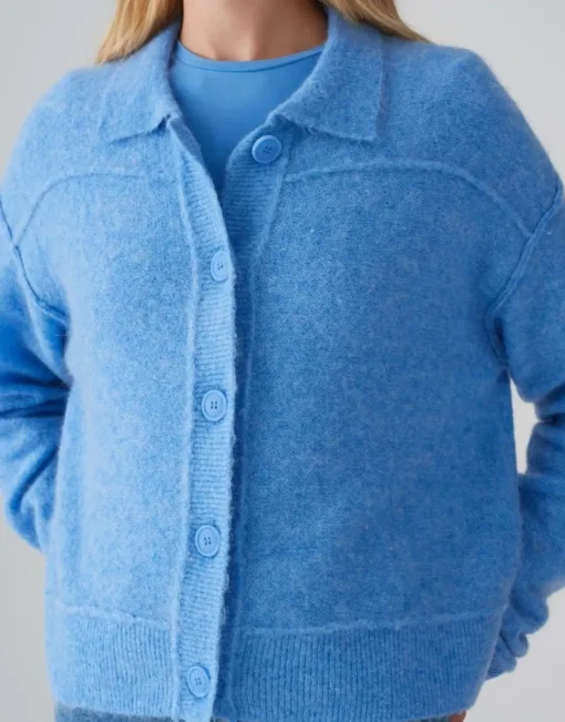 OPUS Strickjacke DANEKE Knopfleiste Mohair blau S15 10350912559100