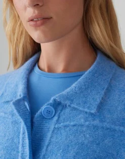 OPUS Strickjacke DANEKE Knopfleiste Mohair blau S15 10350912559100