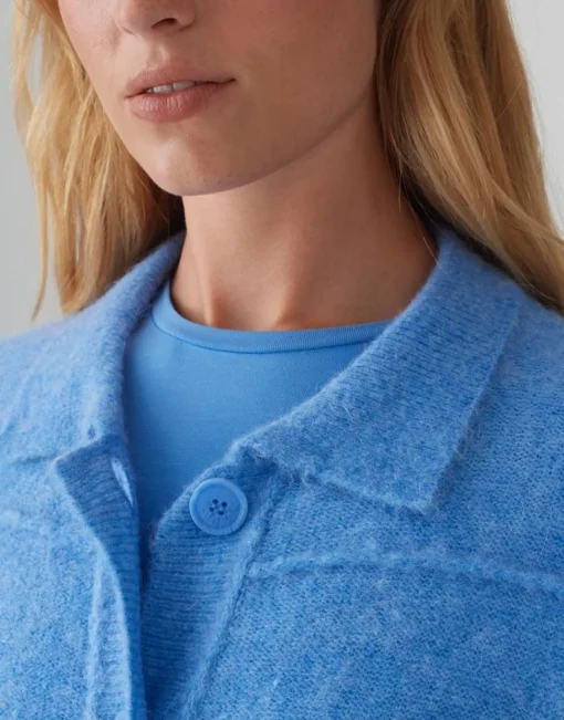 OPUS Strickjacke DANEKE Knopfleiste Mohair blau S15 10350912559100