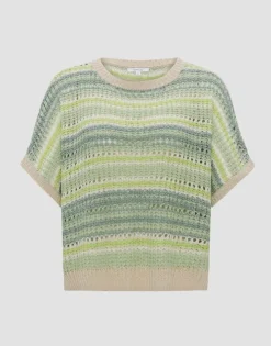 OPUS Strickshirt Punissa im Oversize Look grün rot S14 10261112080242