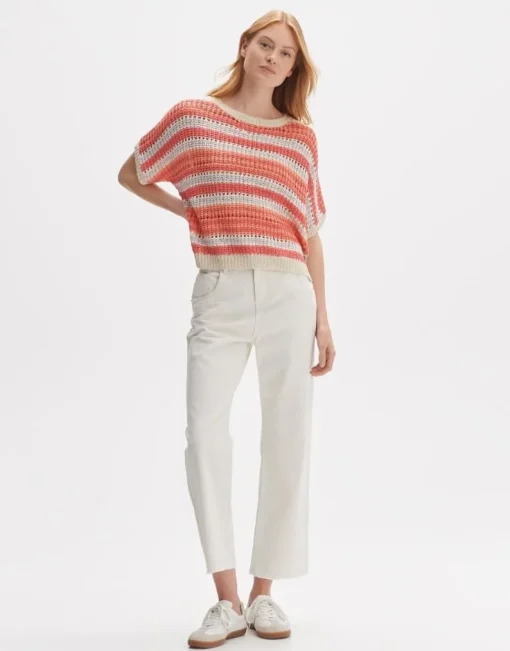 OPUS Strickshirt Punissa im Oversize Look grün rot S14 10261112080242