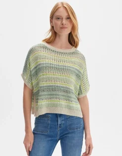 OPUS Strickshirt Punissa im Oversize Look grün rot S14 10261112080242