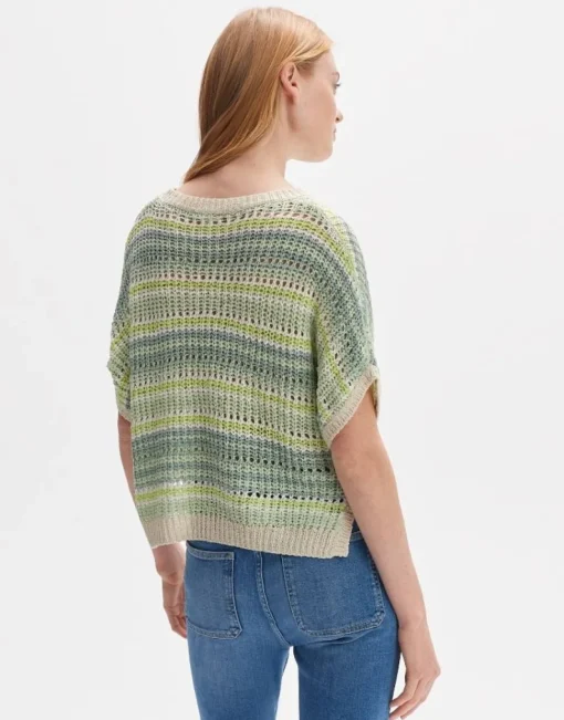 OPUS Strickshirt Punissa im Oversize Look grün rot S14 10261112080242