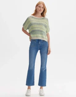 OPUS Strickshirt Punissa im Oversize Look grün rot S14 10261112080242