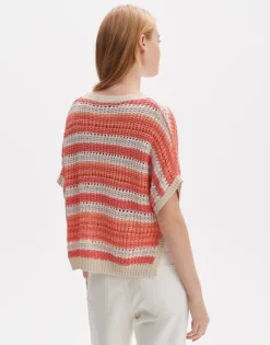 OPUS Strickshirt Punissa im Oversize Look grün rot S14 10261112080242