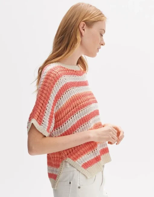 OPUS Strickshirt Punissa im Oversize Look grün rot S14 10261112080242