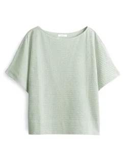 OPUS Strukturiertes Shirt SUPPI Batwing  FIT grün / weiss S15 10386613109100