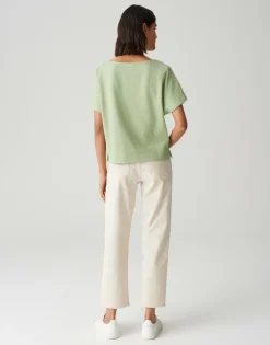 OPUS Strukturiertes Shirt SUPPI Batwing  FIT grün / weiss S15 10386613109100
