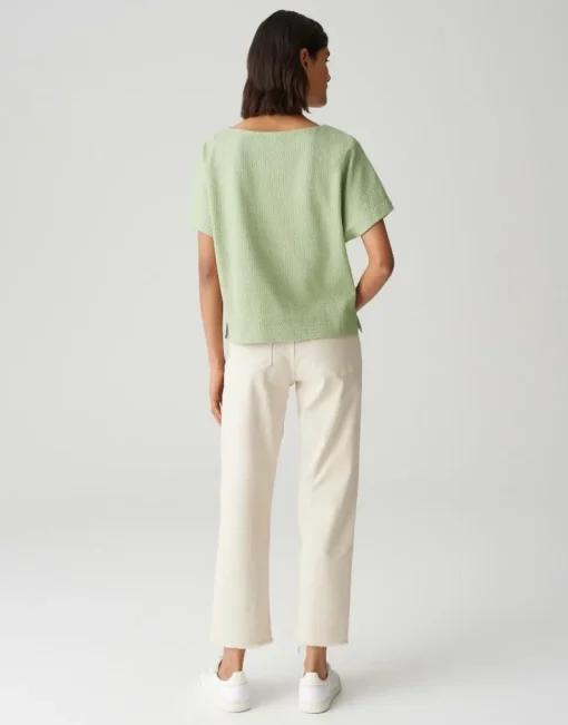 OPUS Strukturiertes Shirt SUPPI Batwing  FIT grün / weiss S15 10386613109100