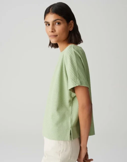 OPUS Strukturiertes Shirt SUPPI Batwing  FIT grün / weiss S15 10386613109100