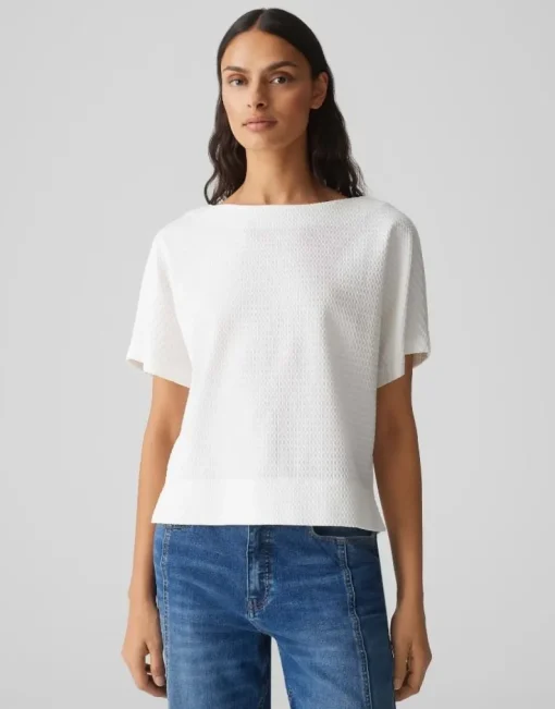 OPUS Strukturiertes Shirt SUPPI Batwing  FIT grün / weiss S15 10386613109100