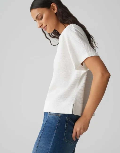 OPUS Strukturiertes Shirt SUPPI Batwing  FIT grün / weiss S15 10386613109100