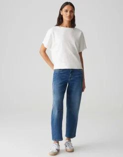 OPUS Strukturiertes Shirt SUPPI Batwing  FIT grün / weiss S15 10386613109100