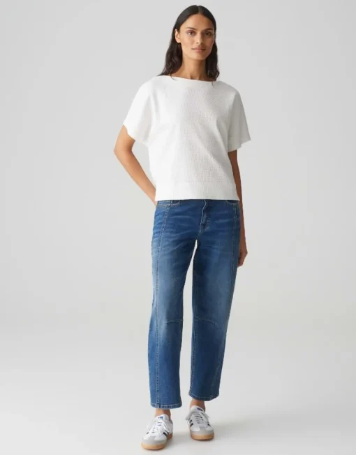 OPUS Strukturiertes Shirt SUPPI Batwing  FIT grün / weiss S15 10386613109100
