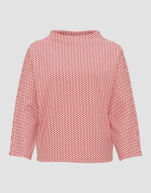 OPUS Sweater Gillu Retro Muster Fledermausärmel rot S14 10247111978227