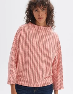 OPUS Sweater Gillu Retro Muster Fledermausärmel rot S14 10247111978227