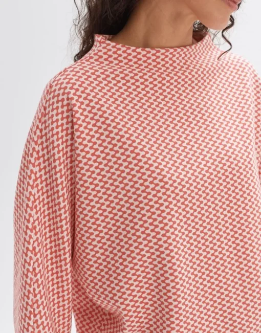 OPUS Sweater Gillu Retro Muster Fledermausärmel rot S14 10247111978227