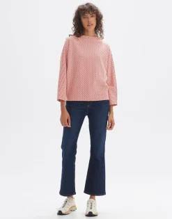 OPUS Sweater Gillu Retro Muster Fledermausärmel rot S14 10247111978227