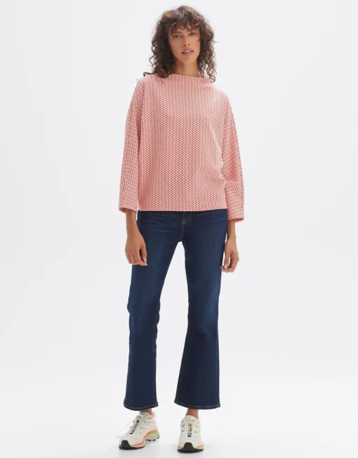 OPUS Sweater Gillu Retro Muster Fledermausärmel rot S14 10247111978227