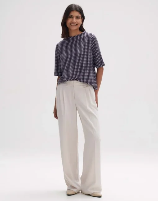OPUS Sweatshirt Gadeni retro Jacquard-Struktur kurzarm  lila S23 2226111518207