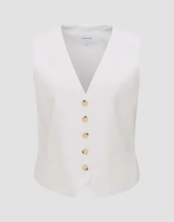 OPUS Weste WALIKA Slim Leinen Mix weiß S14 10271511308254