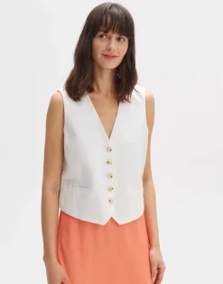 OPUS Weste WALIKA Slim Leinen Mix weiß S14 10271511308254