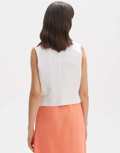 OPUS Weste WALIKA Slim Leinen Mix weiß S14 10271511308254