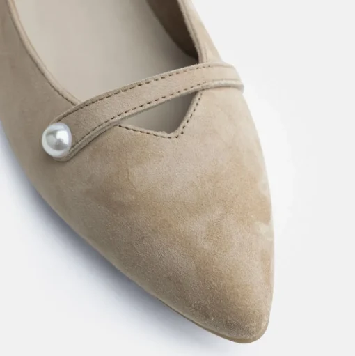 Paul Green Super Soft Ballerina Rauleder Perlenapplikation beige S14 1066-035
