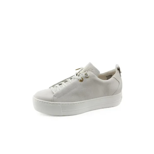 Paul Green Super Soft Pauls Sneaker Leder goldfarbene Nietenapplikation „PG“ beige S14 5017-065