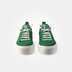 Paul Green Super Soft Pauls Sneaker Nubukleder Logoprägung silberfarbene Details grün S14  5017-235