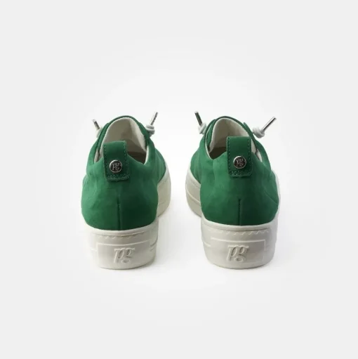 Paul Green Super Soft Pauls Sneaker Nubukleder Logoprägung silberfarbene Details grün S14  5017-235