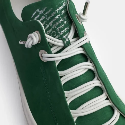 Paul Green Super Soft Pauls Sneaker Nubukleder Logoprägung silberfarbene Details grün S14  5017-235