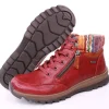 PETER ERIKSON Damen Boot Strickrand Schnürung und Reißverschluss ROT, SCHWARZ und TAN Warmfutter 58212-C24002 TEX