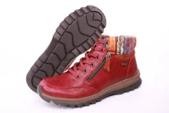 PETER ERIKSON Damen Boot Strickrand Schnürung und Reißverschluss ROT, SCHWARZ und TAN Warmfutter 58212-C24002 TEX