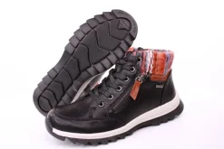 PETER ERIKSON Damen Boot Strickrand Schnürung und Reißverschluss ROT, SCHWARZ und TAN Warmfutter 58212-C24002 TEX