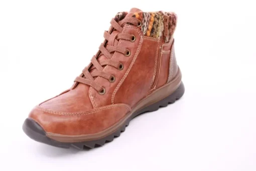 PETER ERIKSON Damen Boot Strickrand Schnürung und Reißverschluss ROT, SCHWARZ und TAN Warmfutter 58212-C24002 TEX