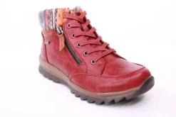 PETER ERIKSON Damen Boot Strickrand Schnürung und Reißverschluss ROT, SCHWARZ und TAN Warmfutter 58212-C24002 TEX
